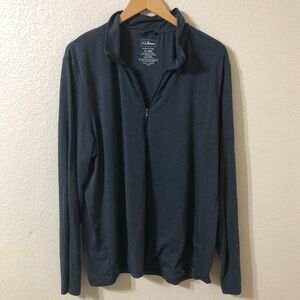 L.L. Bean Men's Everyday SunSmart Tee Long Sleeve Quarter Zip Carbon Navy XL Reg